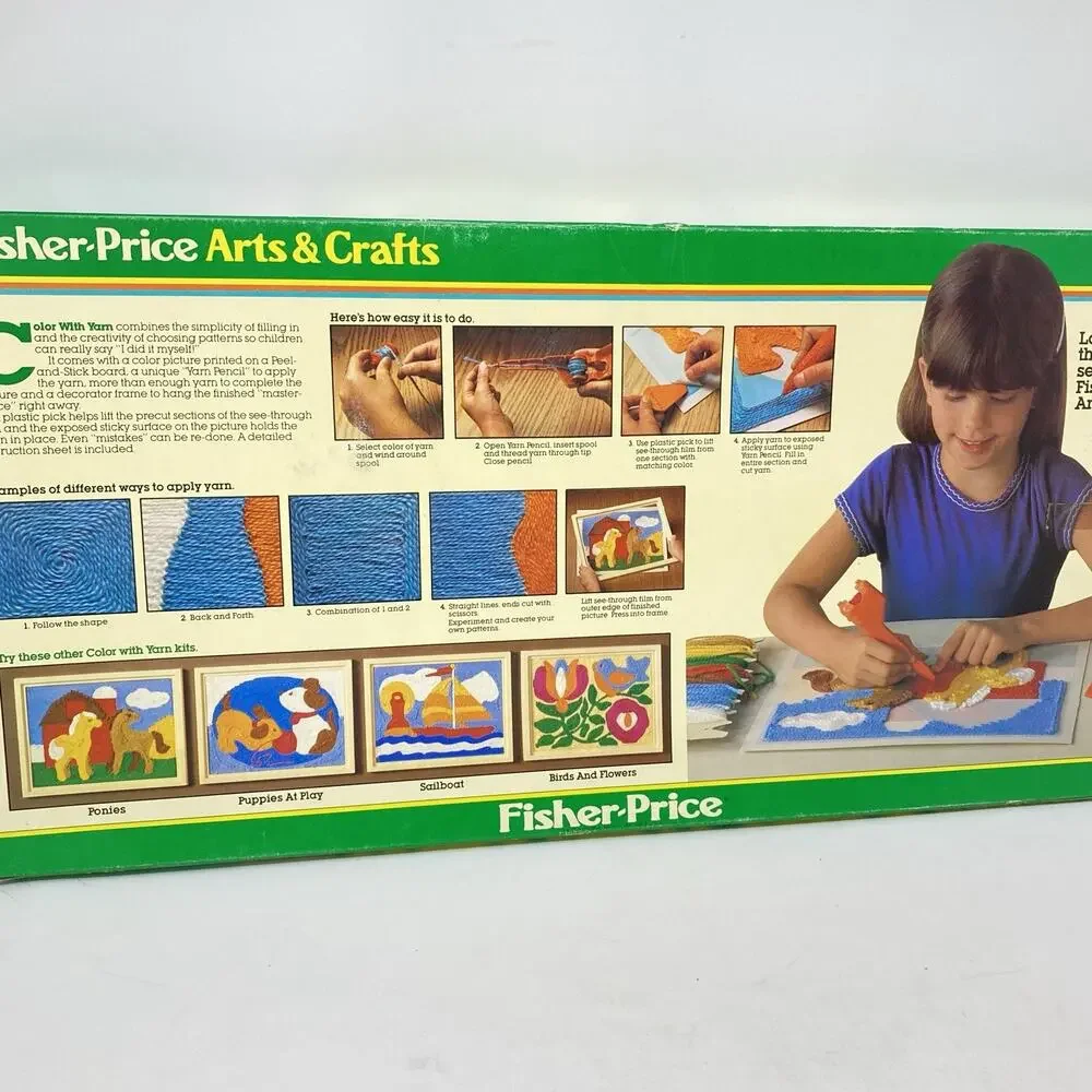 Vintage 1980's Fisher Price Color With Yarn Craft Kit Ponies #751 Hobbies Crafts